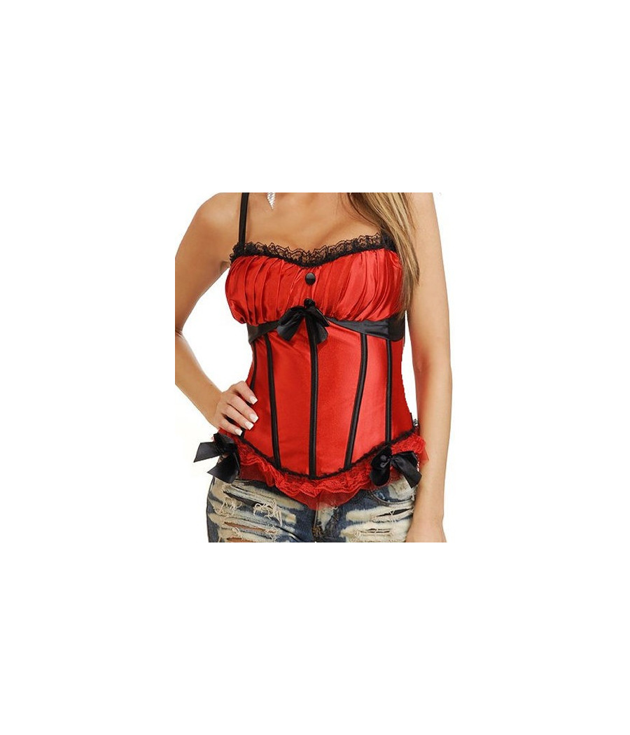 Top Bustier corset fashion Rouge /Noir lisseret dentelle et noeuds  Couleur:Rouge/Noir