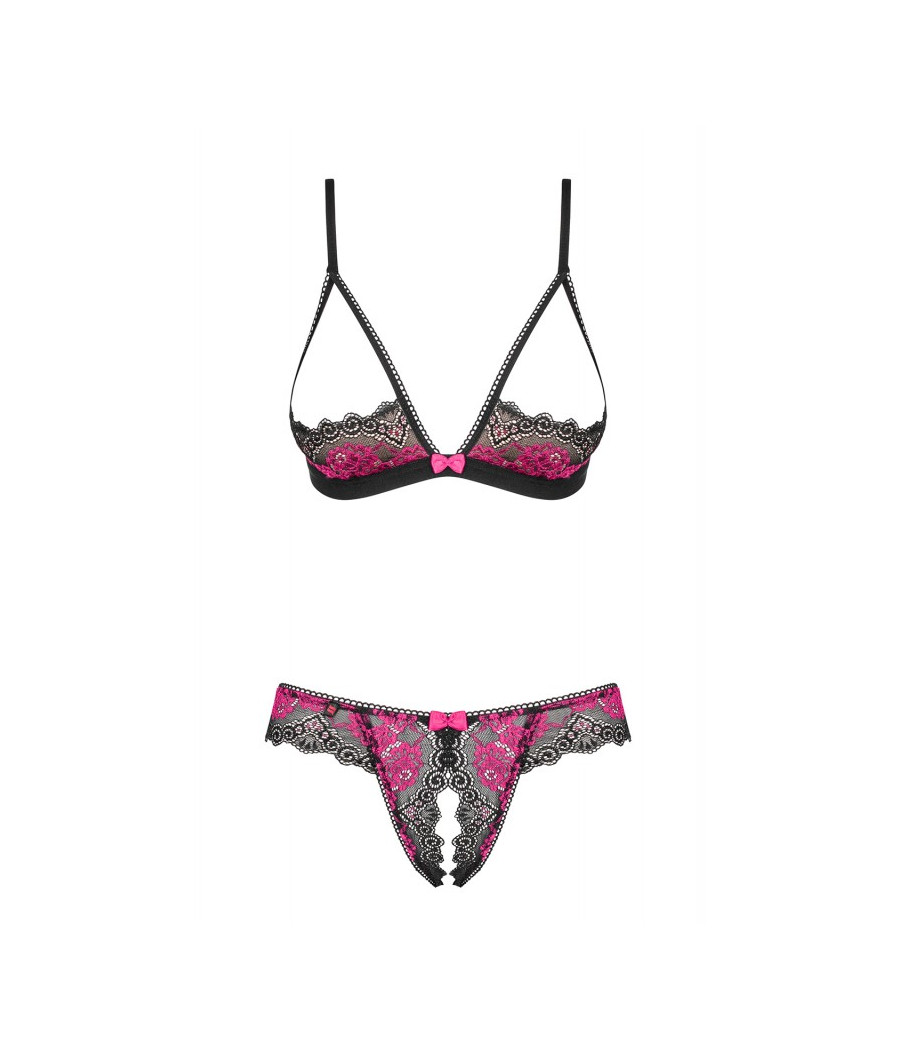 Tulia Ensemble ouvert 2 pcs - Noir et Fuchsia
