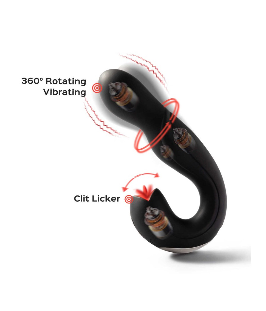 Joi Pro 2 Black - Vibrateur - lécheur de clitoris rotatif à tête télécommandée pour le point G