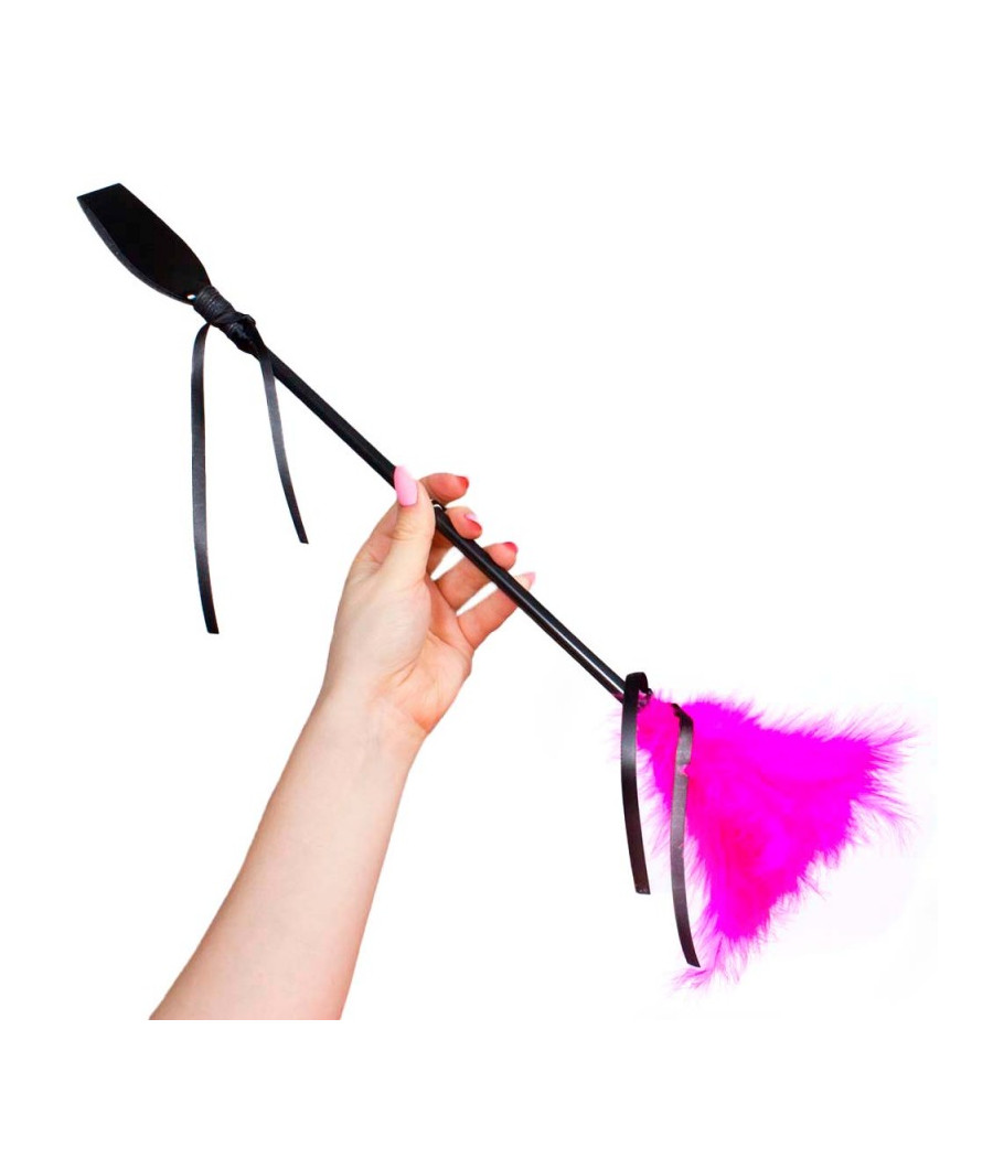 Cravache avec plumeau secret play - Rose