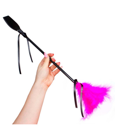 Cravache avec plumeau secret play - Rose