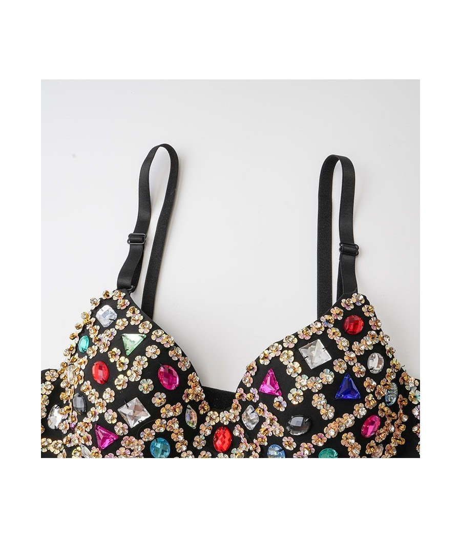 Top Bustier Glamour rembourré avec pierres colorées et paillettes 