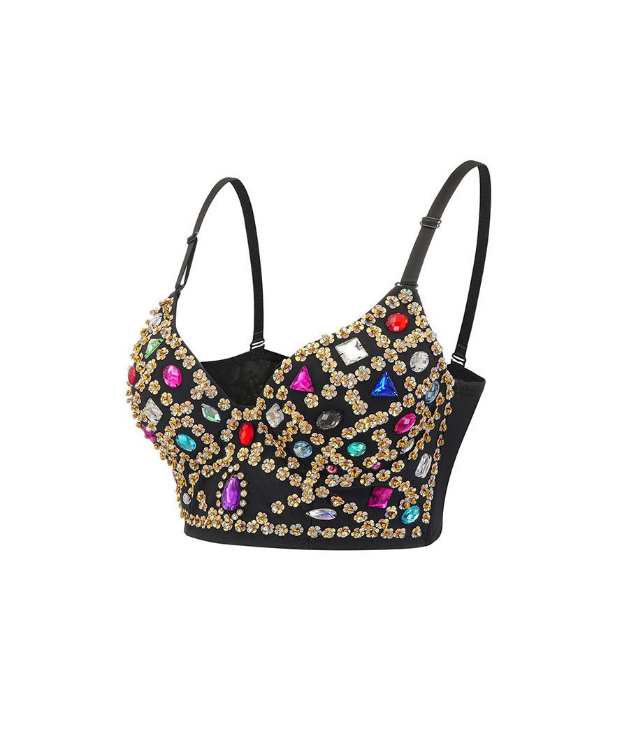 Top Bustier Glamour rembourré avec pierres colorées et paillettes 