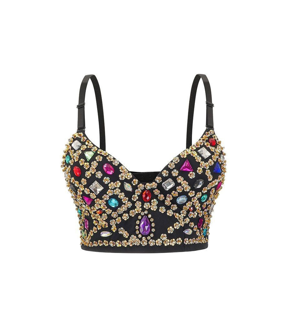 Top Bustier Glamour rembourré avec pierres colorées et paillettes