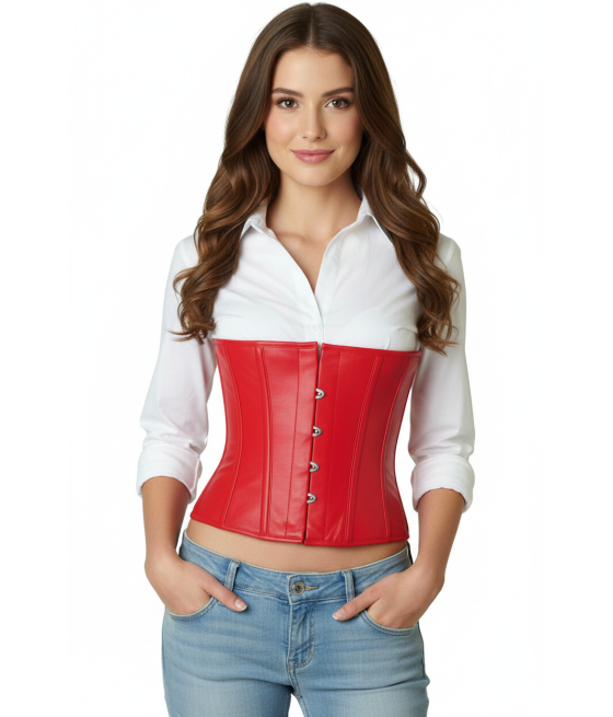 Corset ceinture cuir rouge