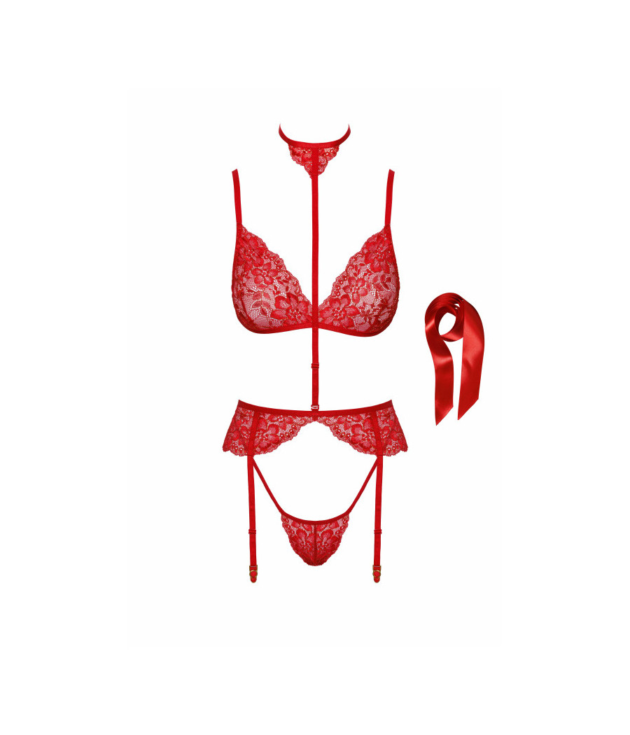 Bondage 243 ensemble lingerie 5 pièces - rouge