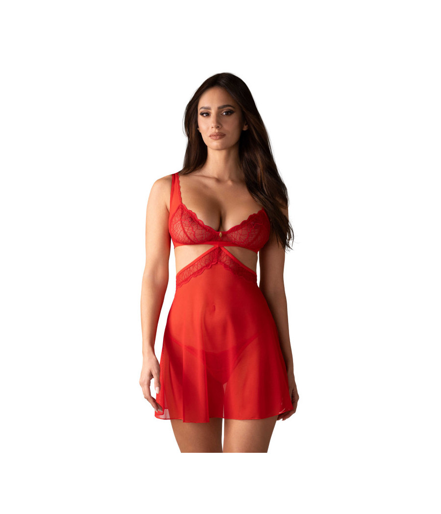 Cupide Desir babydoll et String - Rouge
