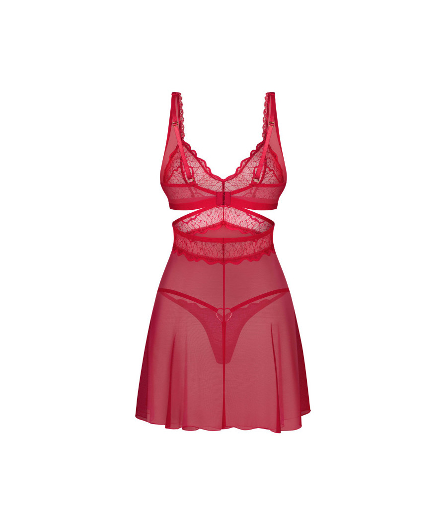 Cupide Desir babydoll et String - Rouge