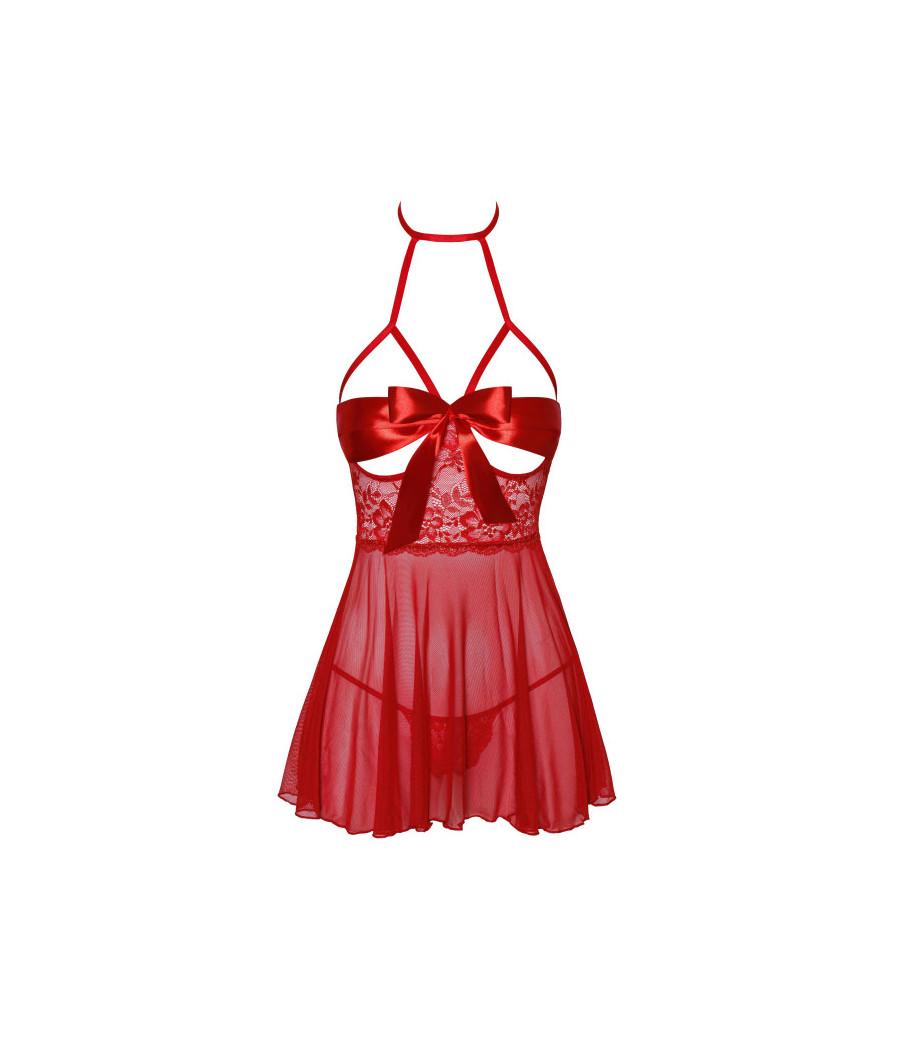 Sexy Kiss 247 babydoll et ruban de satin - Rouge