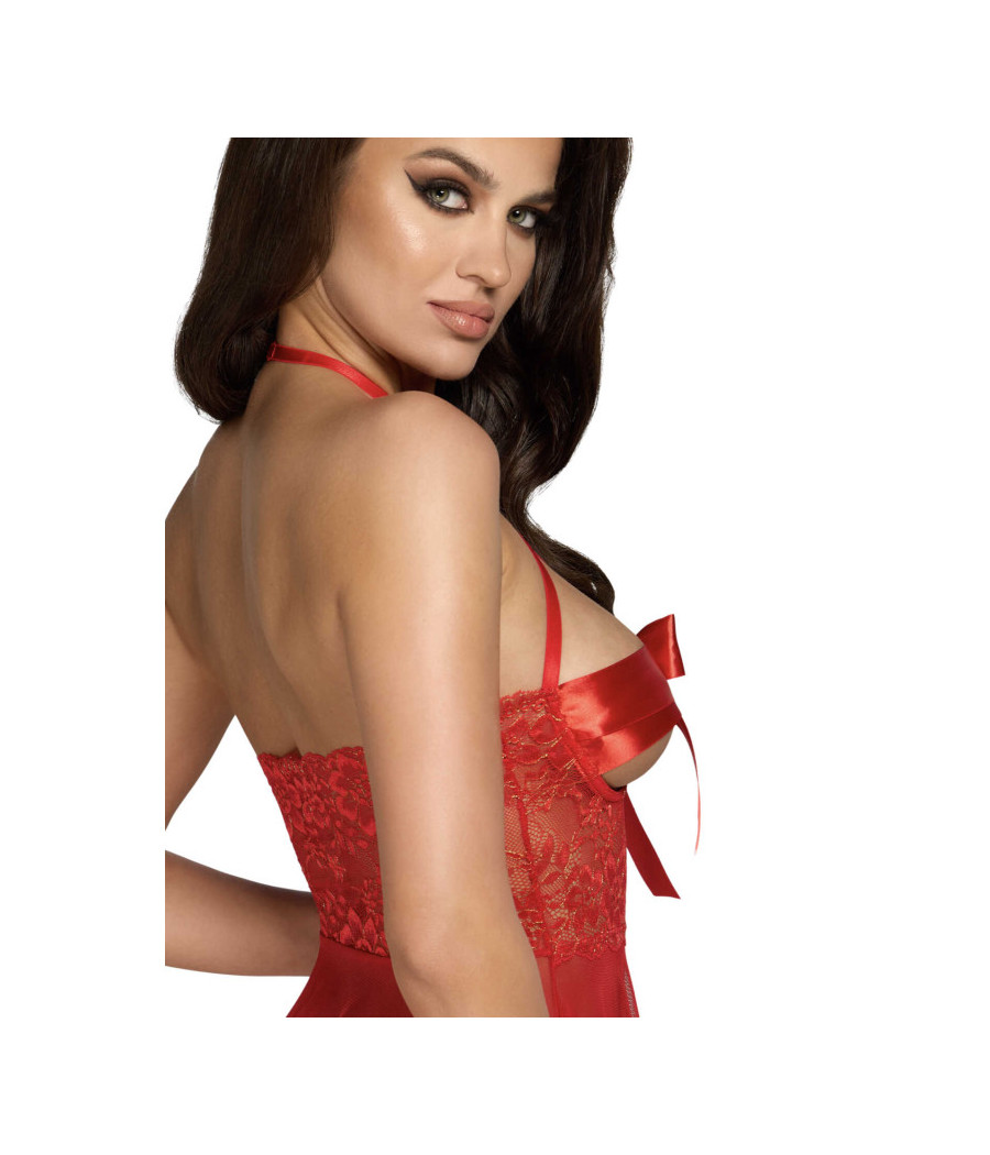 Sexy Kiss 247 babydoll et ruban de satin - Rouge