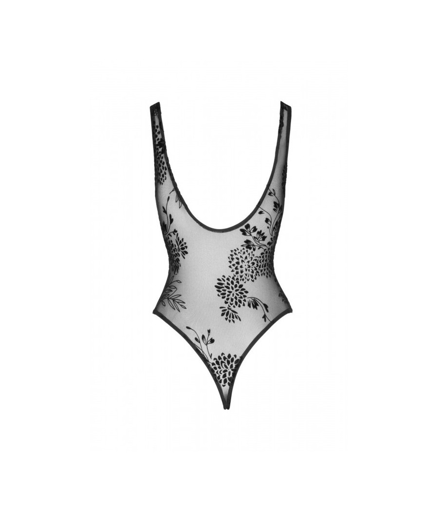 F242 Tulle body avec broderie flock à motifs