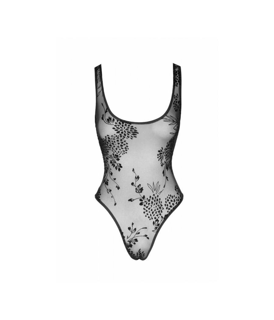F242 Tulle body avec broderie flock à motifs
