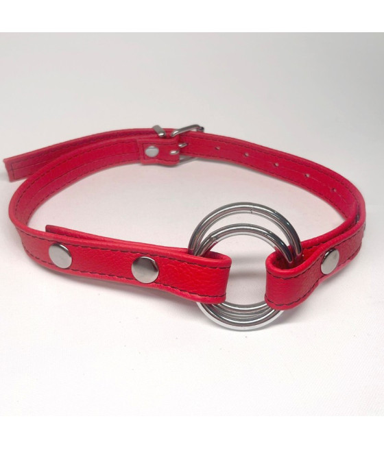 Baillon Anneau cuir rouge