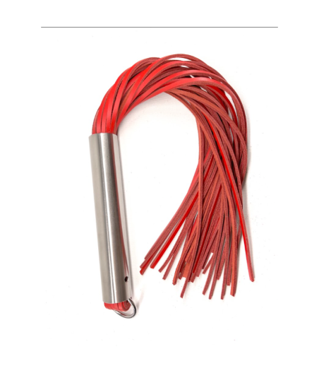 Martinet homme rouge manche métal lanières en cuir DOUX