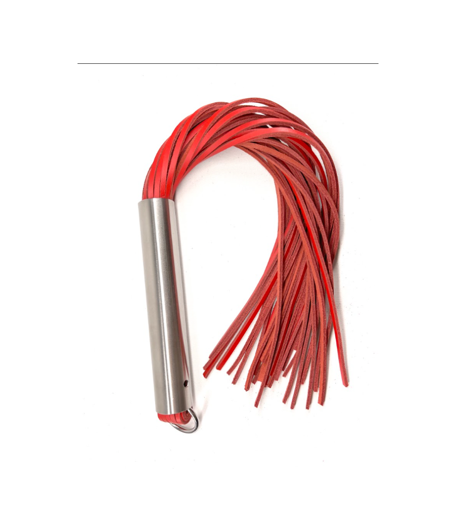 Martinet homme rouge manche métal lanières en cuir RIGIDE