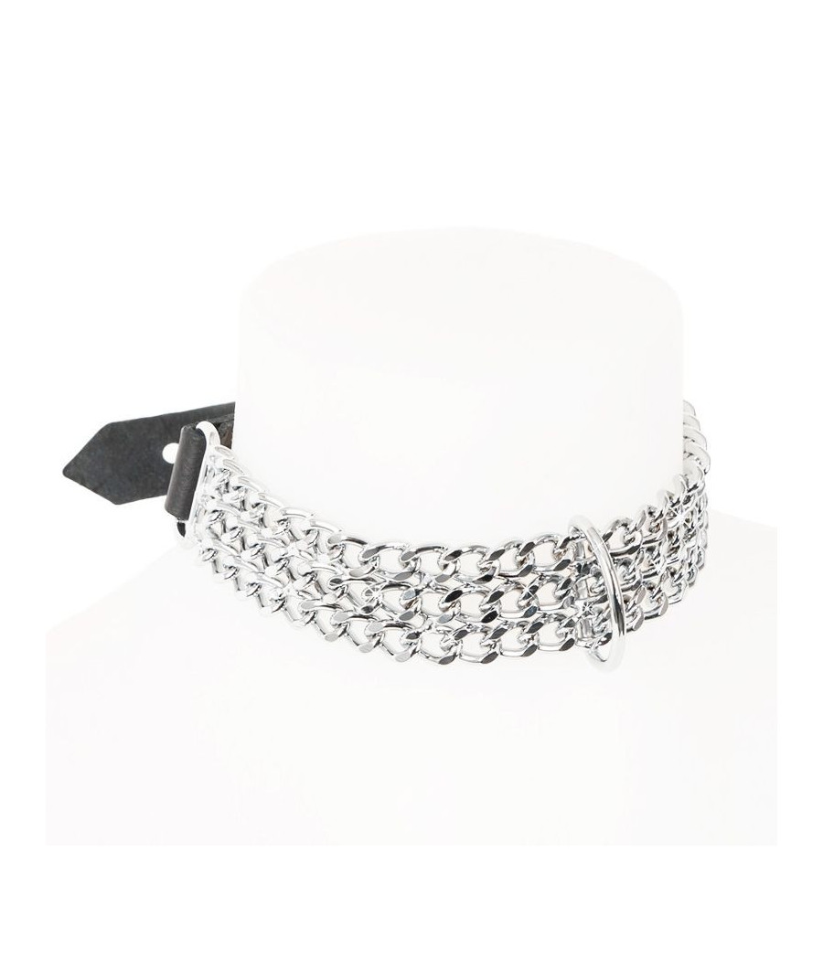 Collier Chaines cuir noir