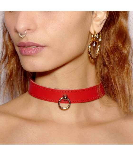 Collier fin anneau Rouge