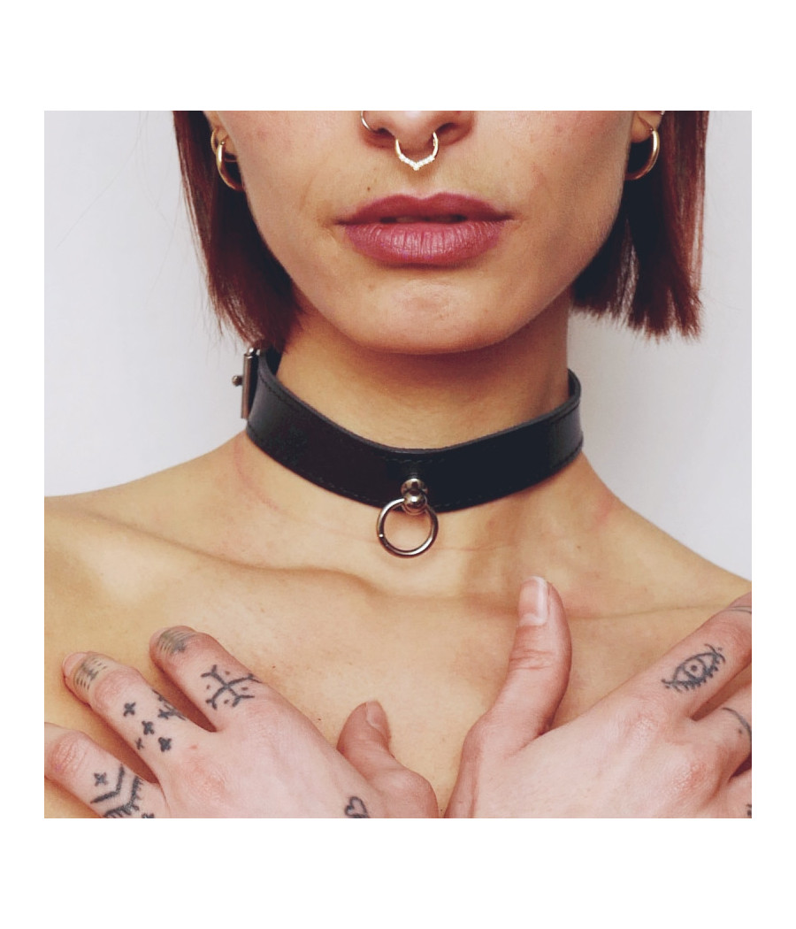 Collier fin anneau Noir