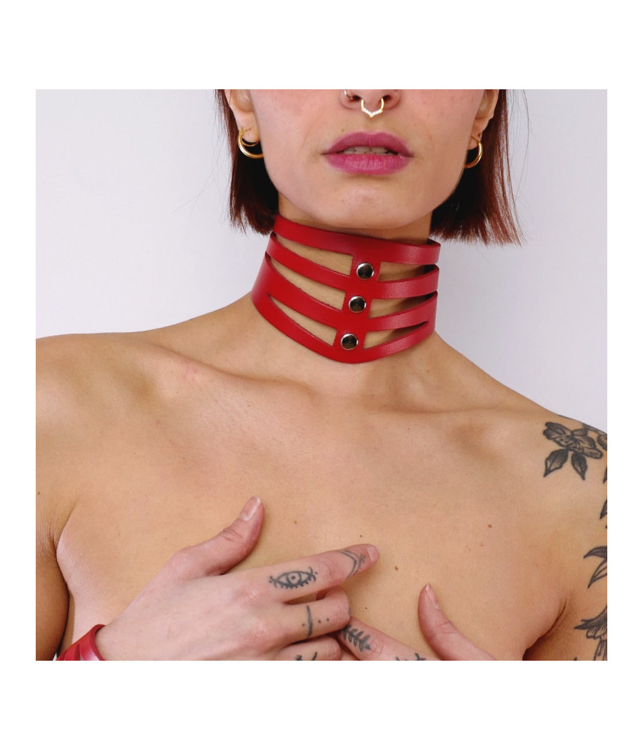 Collier découpé en cuir Rouge