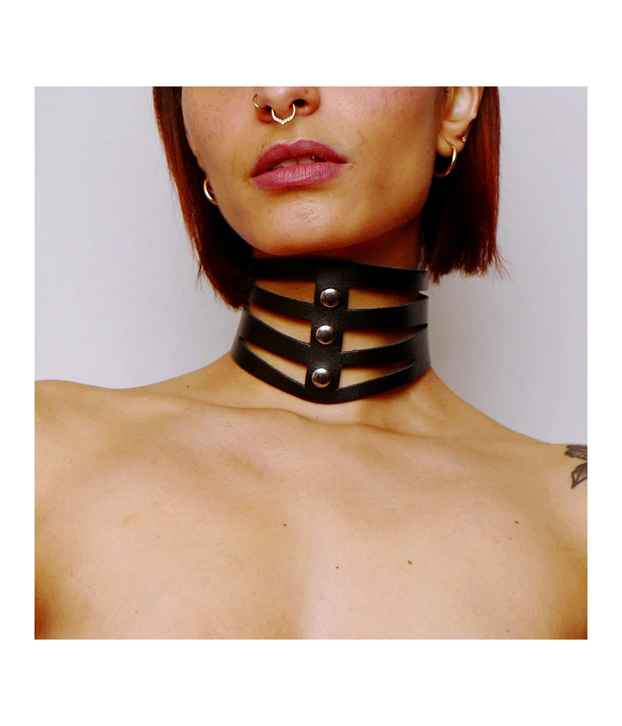 Collier découpé en cuir Noir