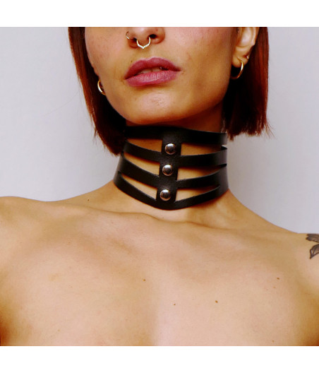Collier découpé en cuir Noir