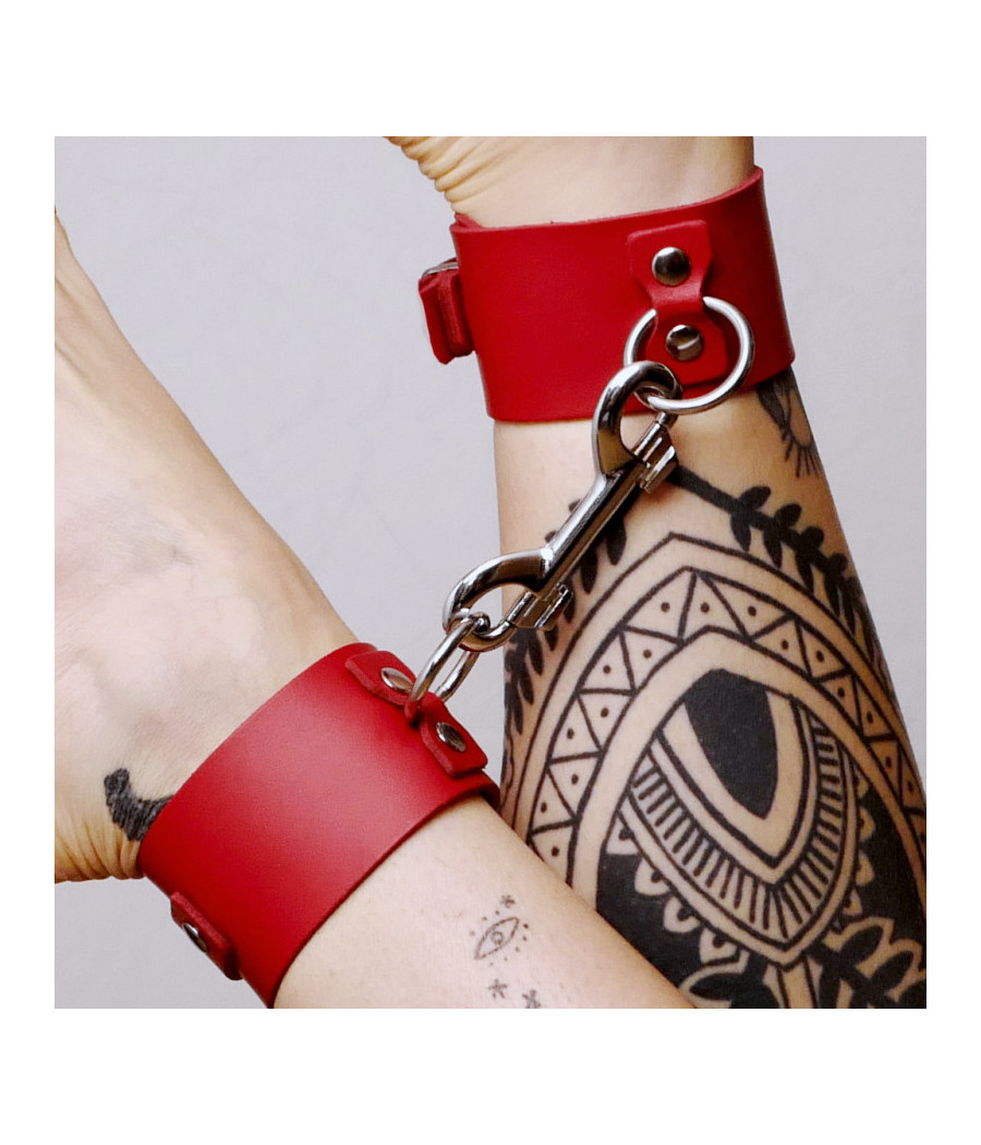 Chevillères en cuir Collection Anneaux Rouge