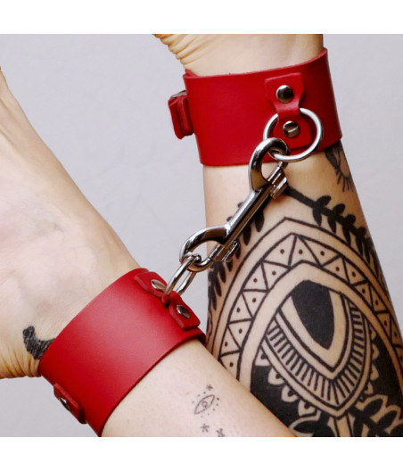 Chevillères en cuir Collection Anneaux Rouge