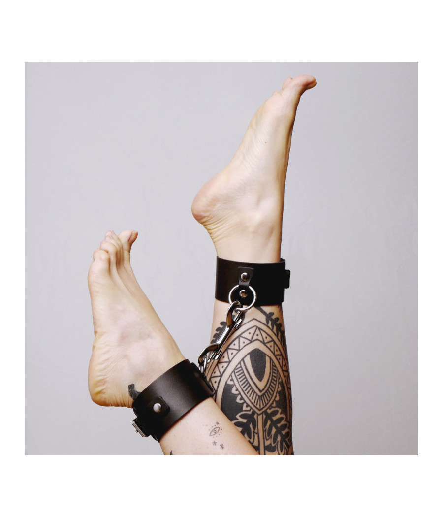 Chevillères en cuir Collection Anneaux Noir