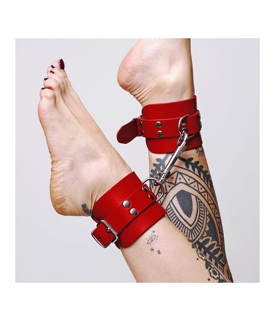 Chevillères en cuir épais Rouge