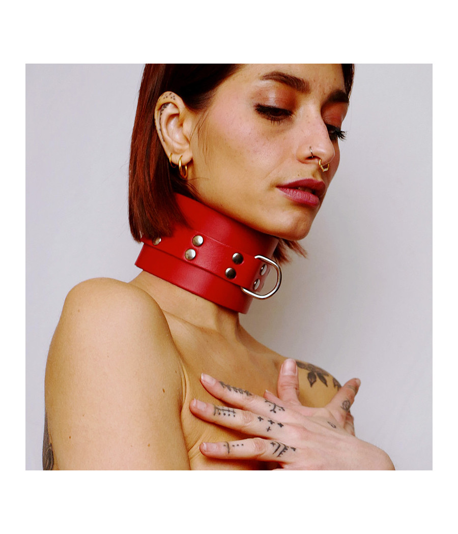 Choker minerve en cuir épais Rouge