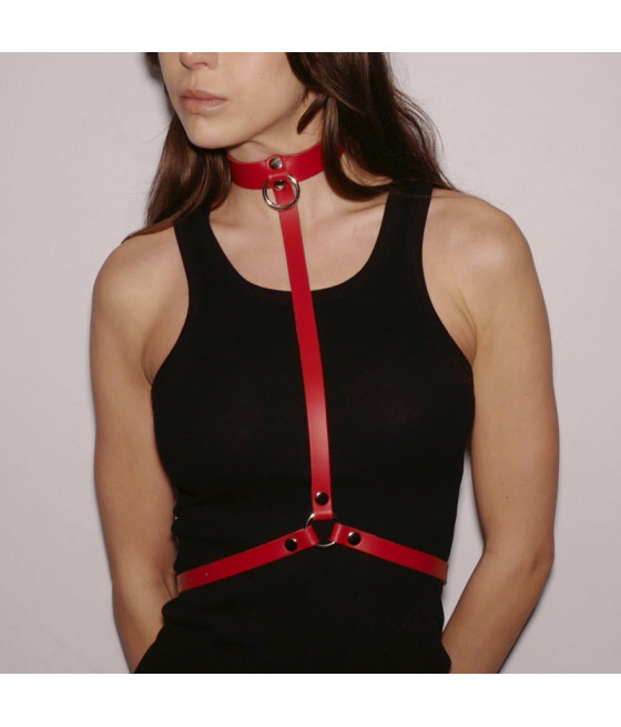 Harnais de poitrine en cuir Rouge