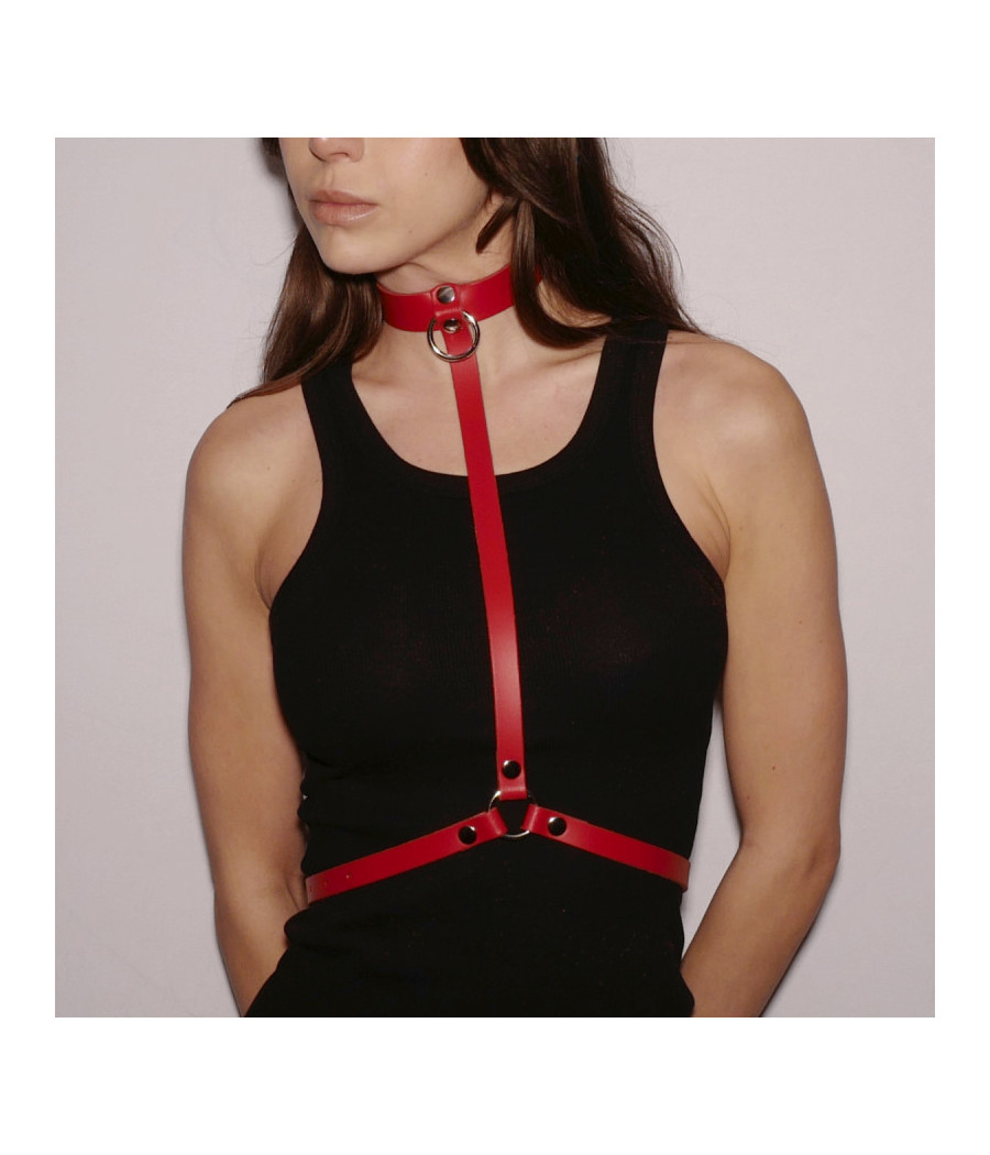 Harnais de poitrine en cuir Rouge