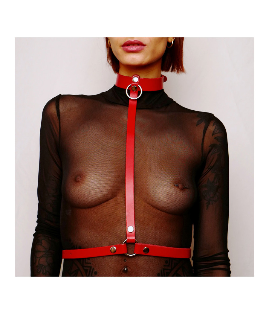 Harnais de poitrine en cuir Rouge