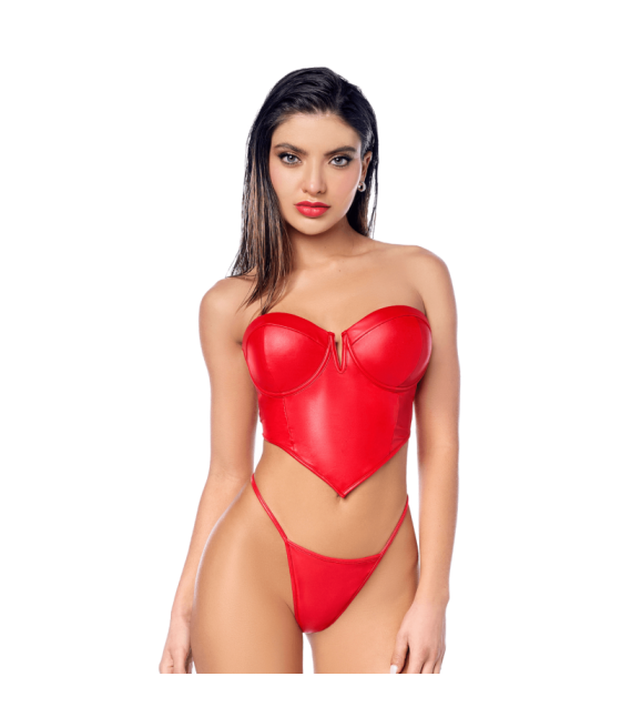 Ensemble 2 pièces en similicuir rouge lisse 