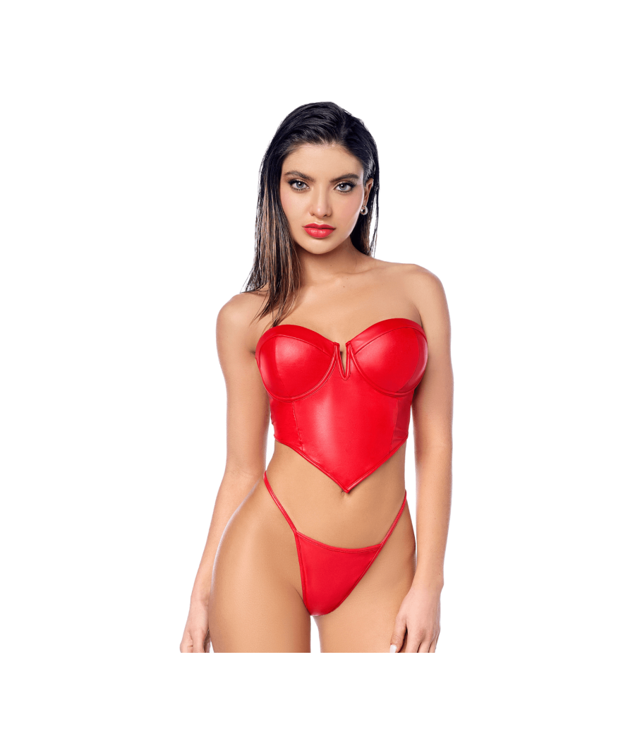 Ensemble 2 pièces en similicuir rouge lisse 