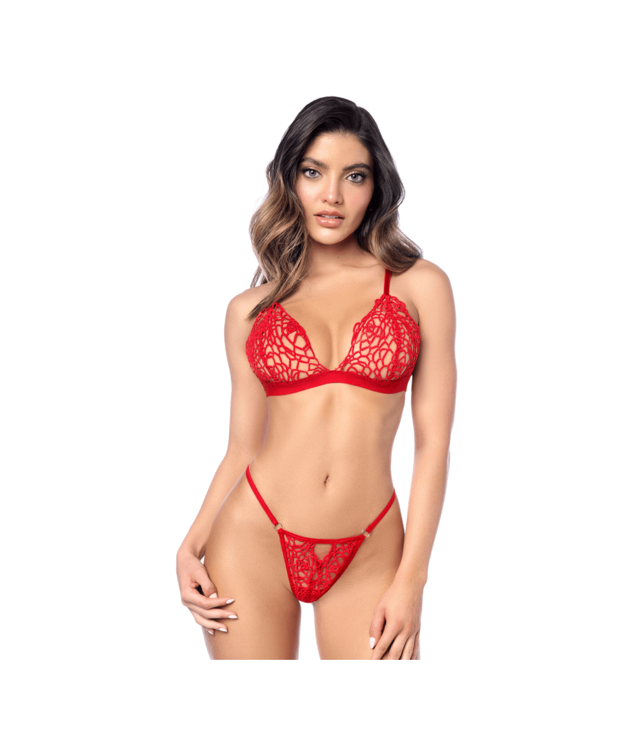 Ensemble sexy 2 pièces en crochet tricoté avec haut ajustable et string 