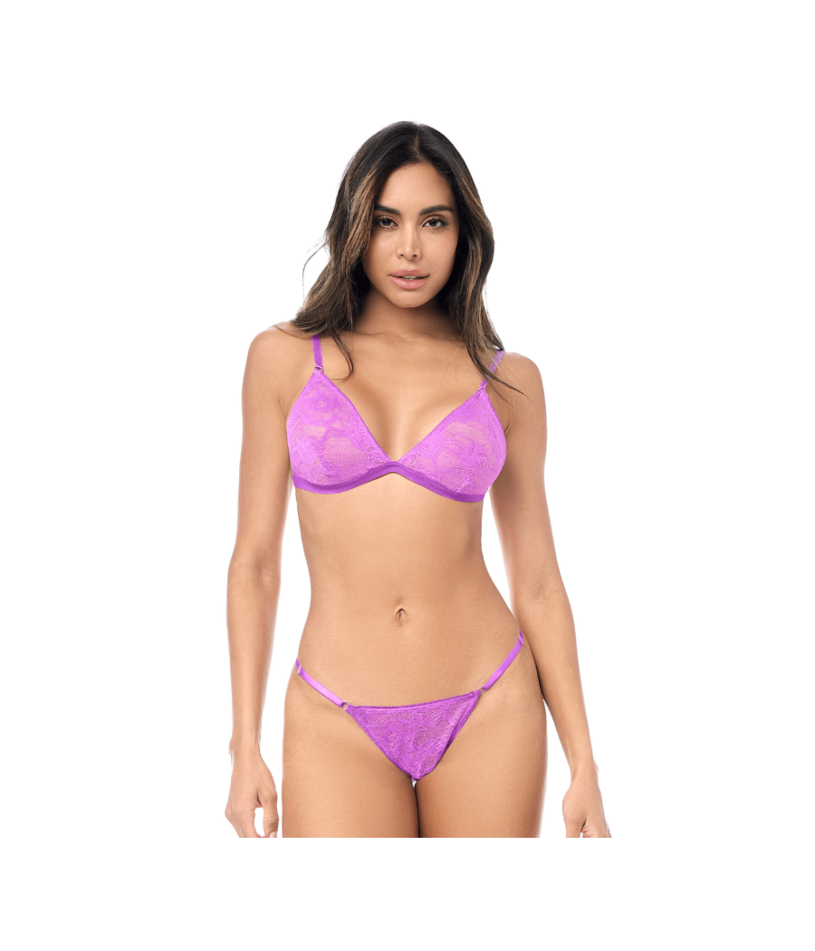 Ensemble sexy 2 pièces dentelle douce et extensible 