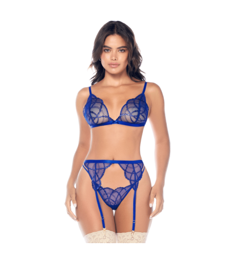Ensemble sexy 3 pièces avec broderie brillante 