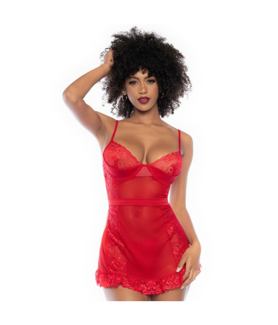 Nuisette rouge et string assorti 