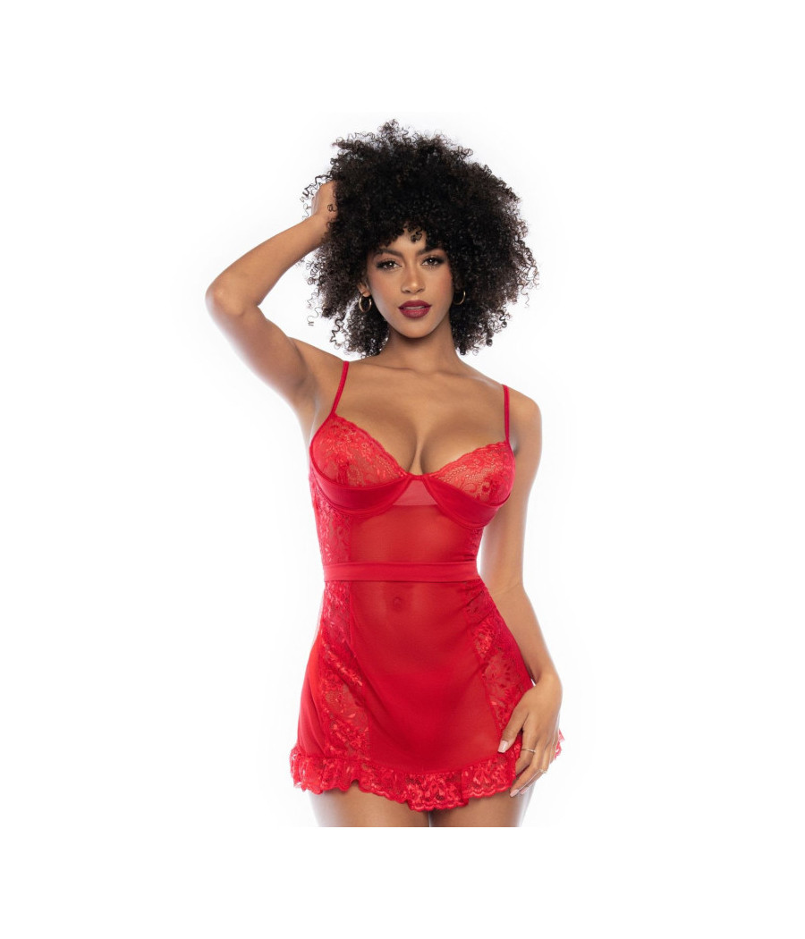 Nuisette rouge et string assorti 