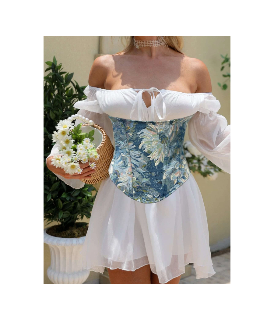 Serre Taille Long Bleu Style Vintage