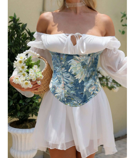 Serre Taille Long Bleu Style Vintage