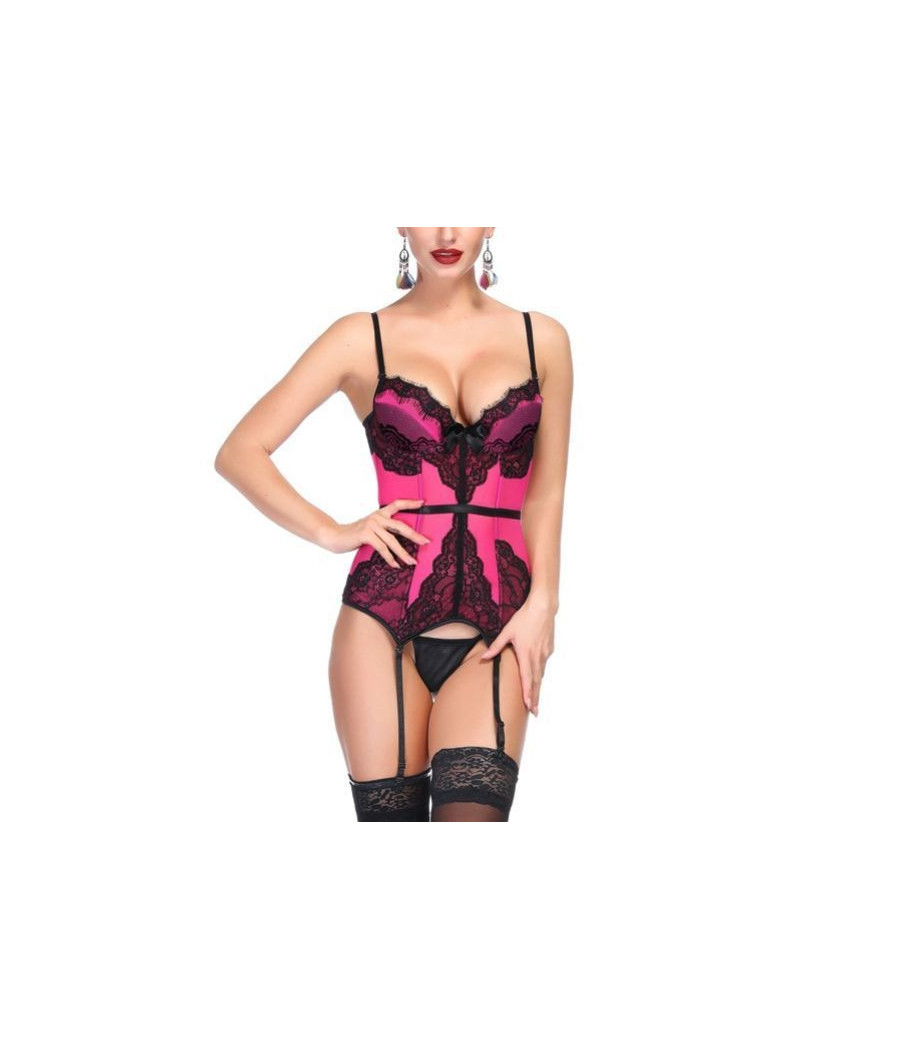 Guêpières Lingerie Rose Vif Sexy broderie florale