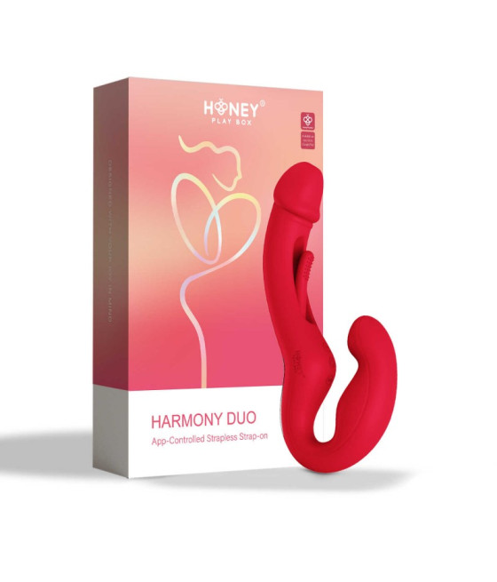 Harmony Duo Strap on vibrant avec tapotage - Rouge