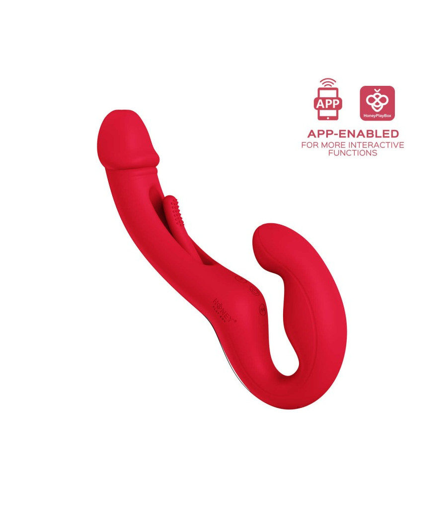 Harmony Duo Strap on vibrant avec tapotage - Rouge