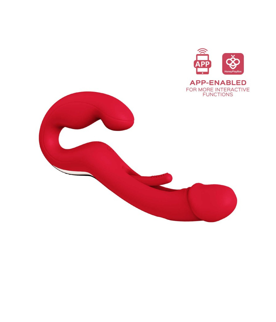 Harmony Duo Strap on vibrant avec tapotage - Rouge