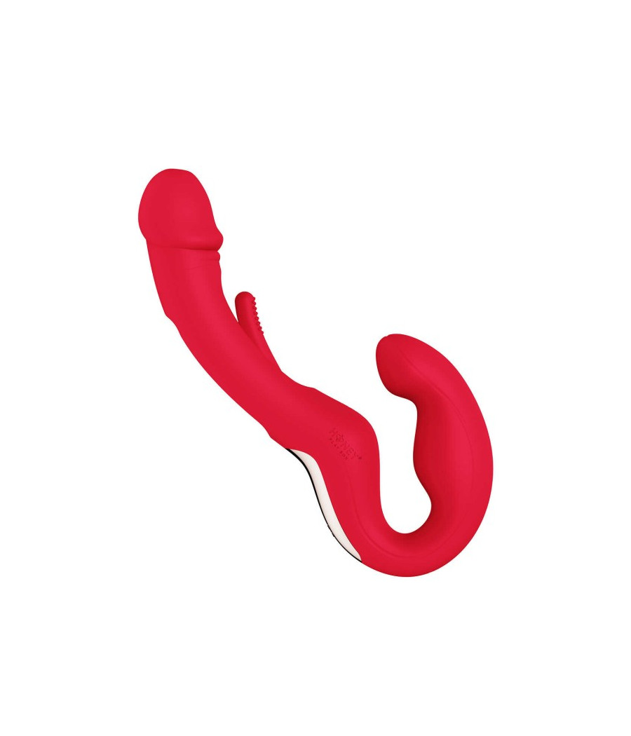 Harmony Duo Strap on vibrant avec tapotage - Rouge