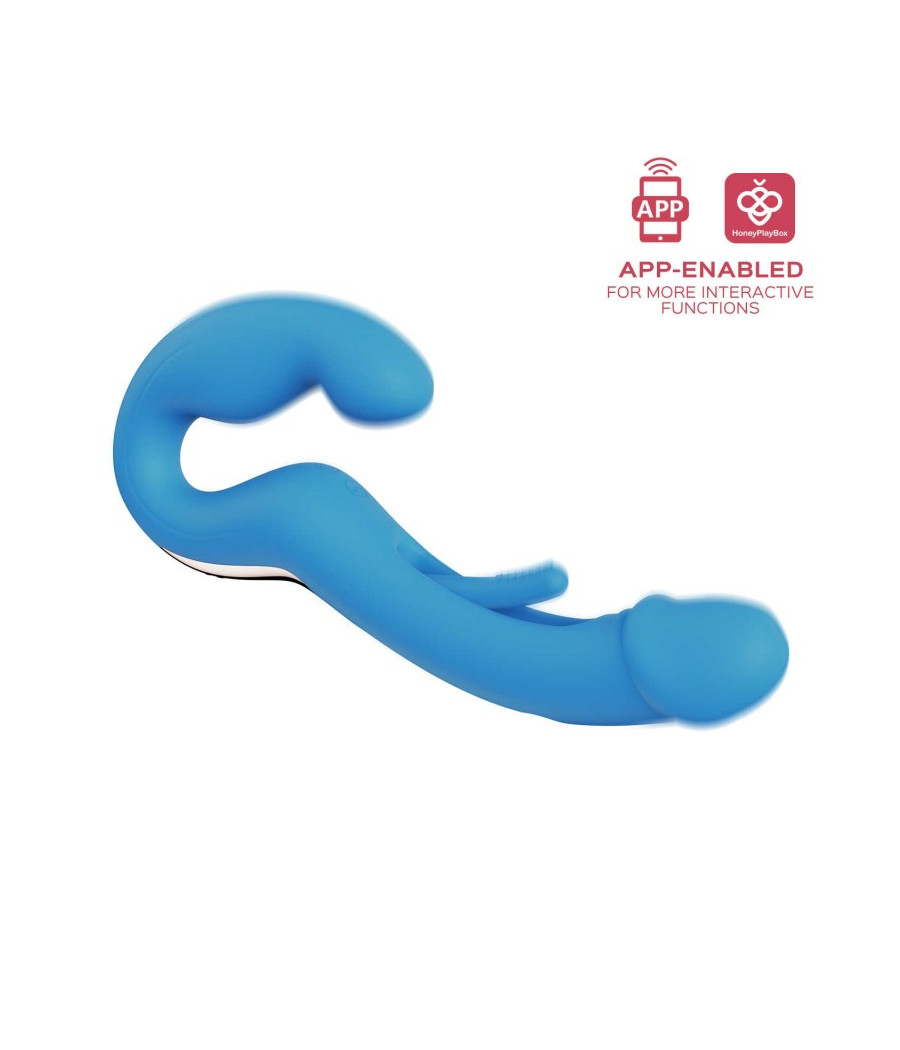 Harmony Duo Strap on vibrant avec tapotage - Bleu