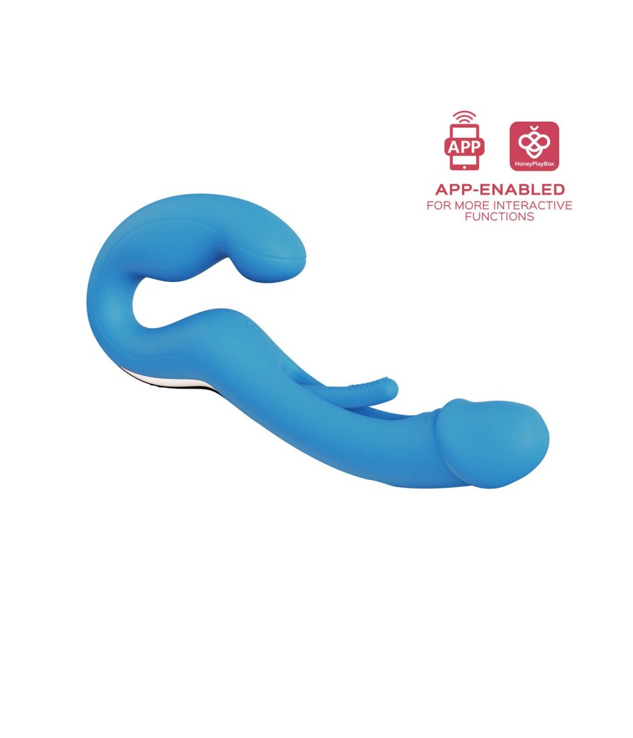 Harmony Duo Strap on vibrant avec tapotage - Bleu