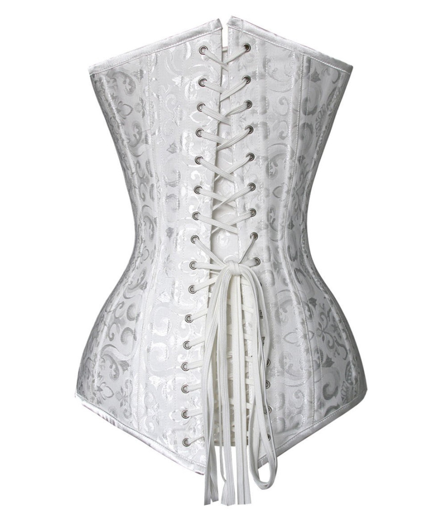 Corset Bustier Overbust Jacquard Blanc 